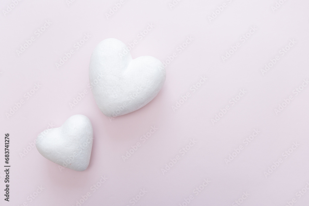 white Foam heart base for Arts and Crafts Supplies on a pale pink background