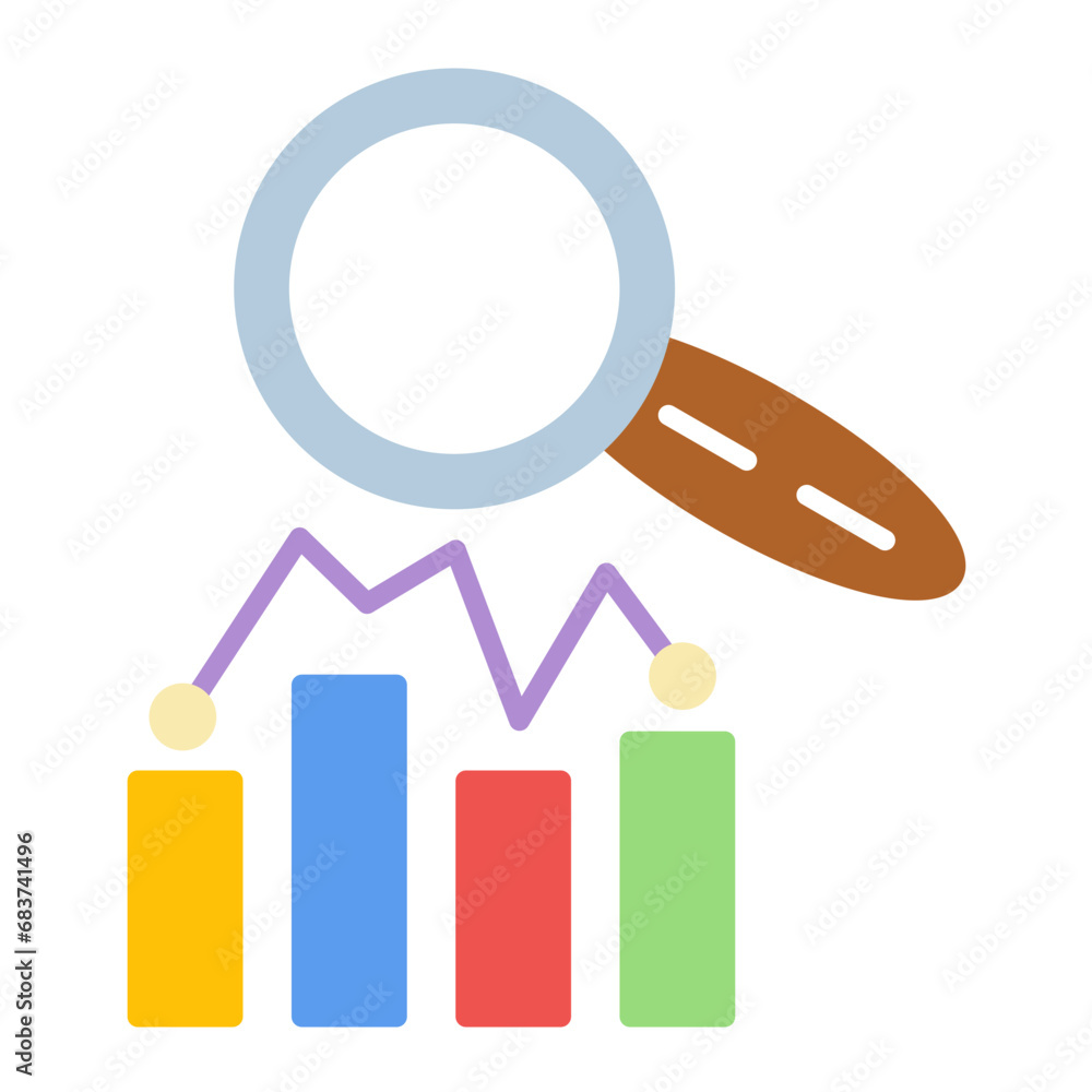 Search Stats Flat Multicolor Icon Search Stats Flat Multicolor Icon