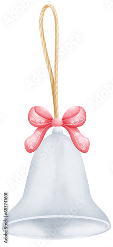 watercolor cute christmas and new year bell	

