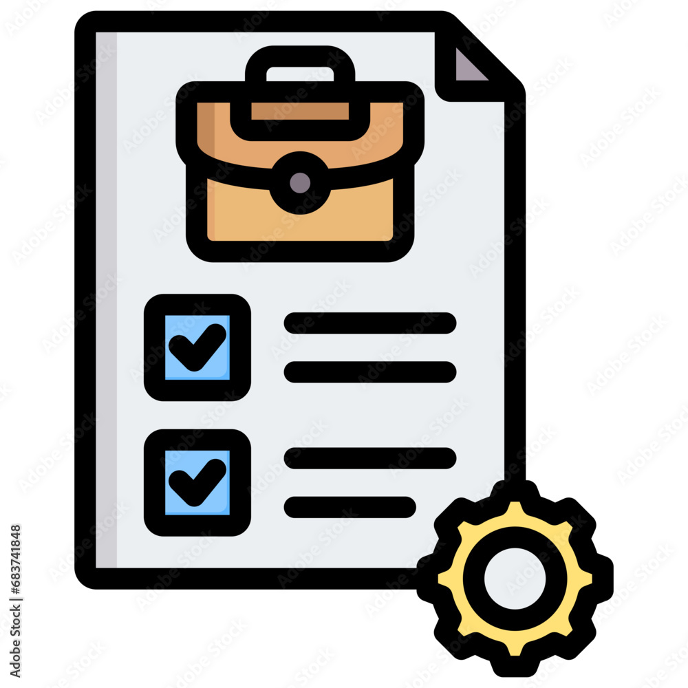 Job Management Outline Color Icon Job Management Outline Color Icon