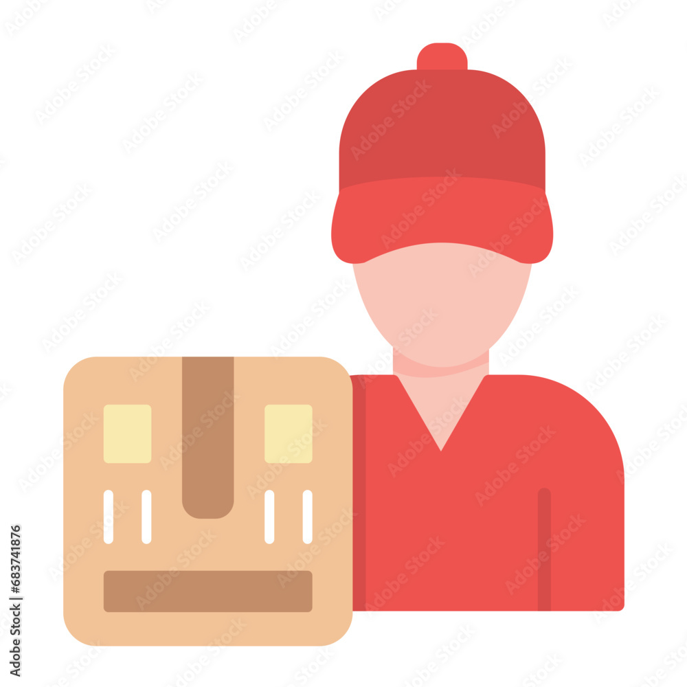 Delivery Man Flat Multicolor Icon Delivery Man Flat Multicolor Icon