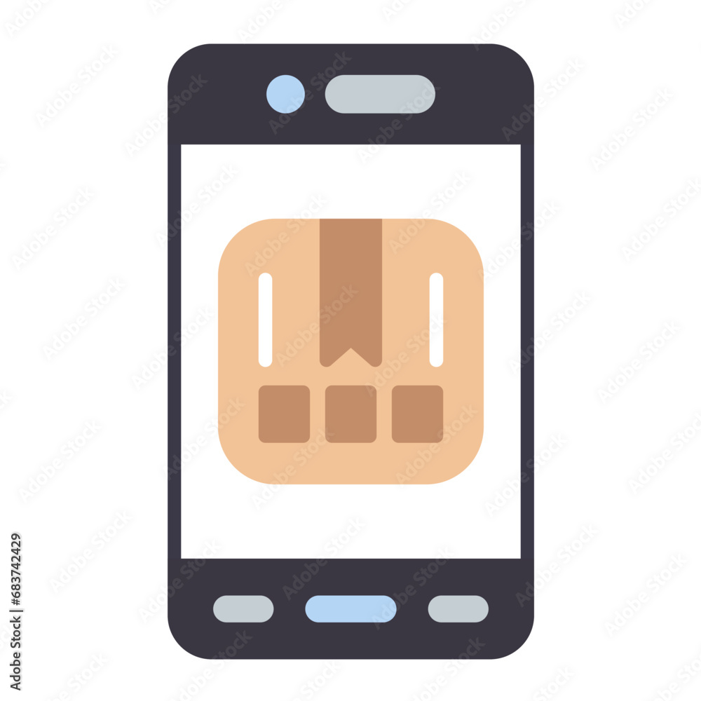 Mobile Delivery Box Flat Multicolor Icon