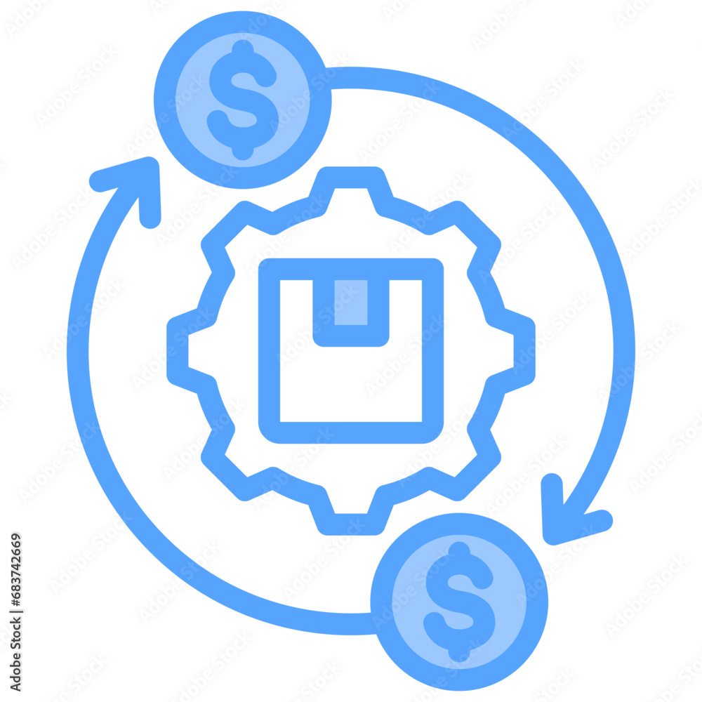 Cost Production Blue Icon Cost Production Blue Icon