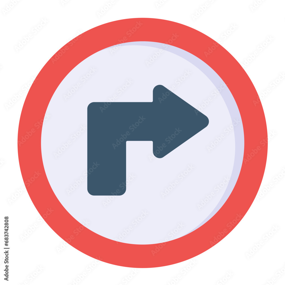 Turn Right Flat Multicolor Icon Turn Right Flat Multicolor Icon