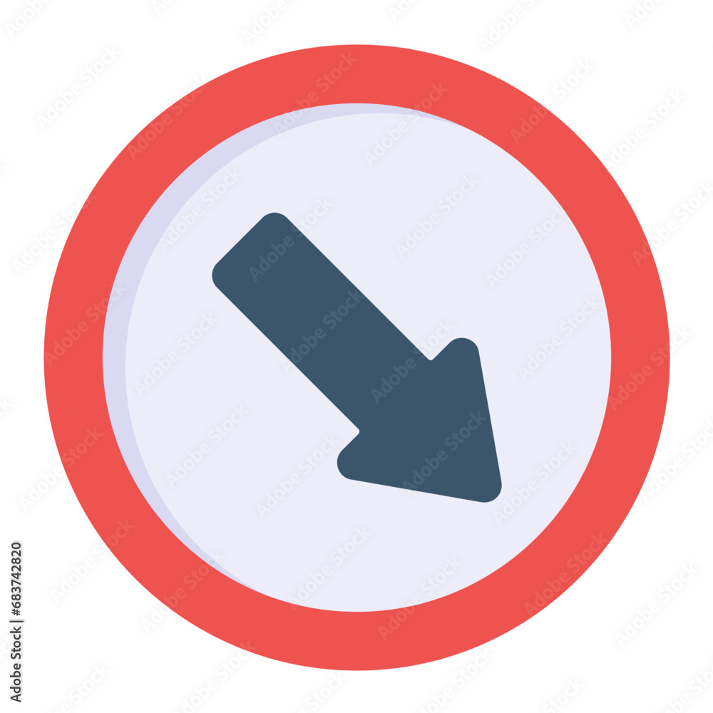 Keep Right Flat Multicolor Icon Keep Right Flat Multicolor Icon