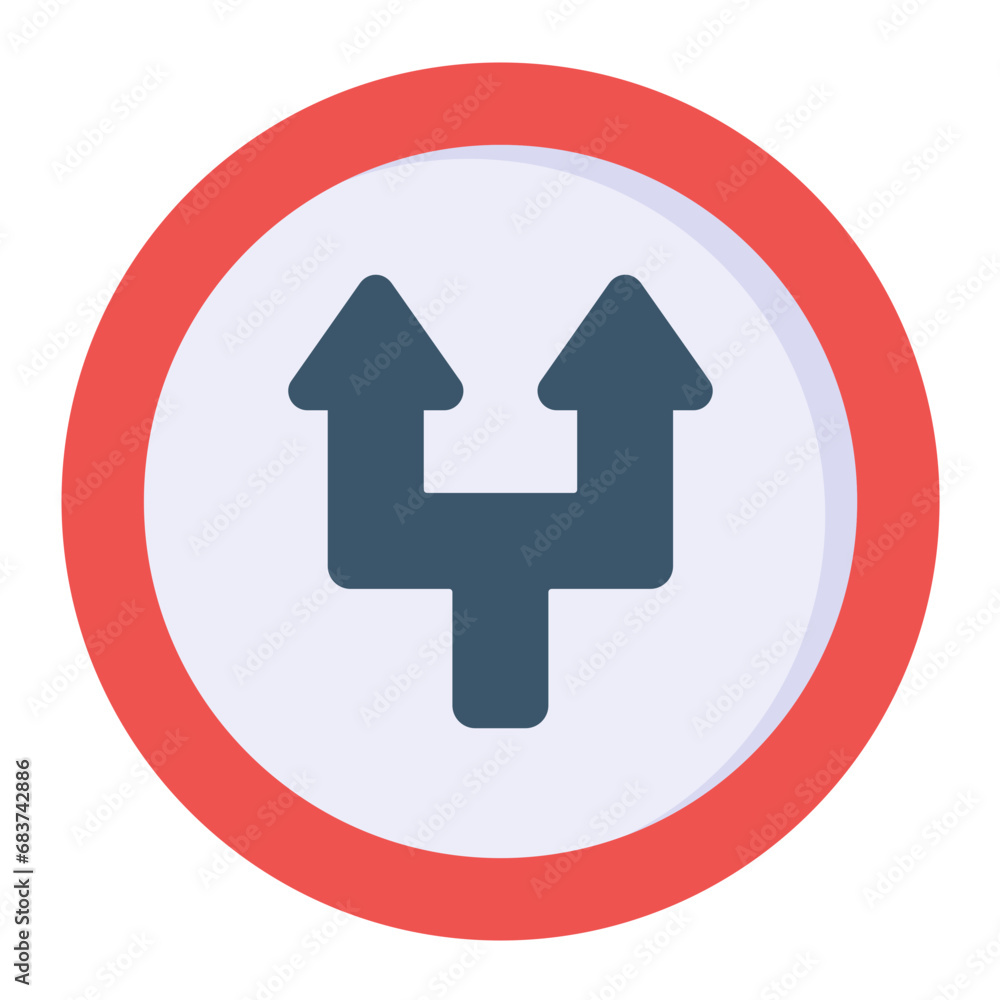 Split Road Flat Multicolor Icon Split Road Flat Multicolor Icon