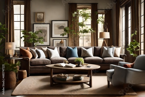 Capture the essence of a Bridgewater Sofa in a cozy, well-lit corner. 