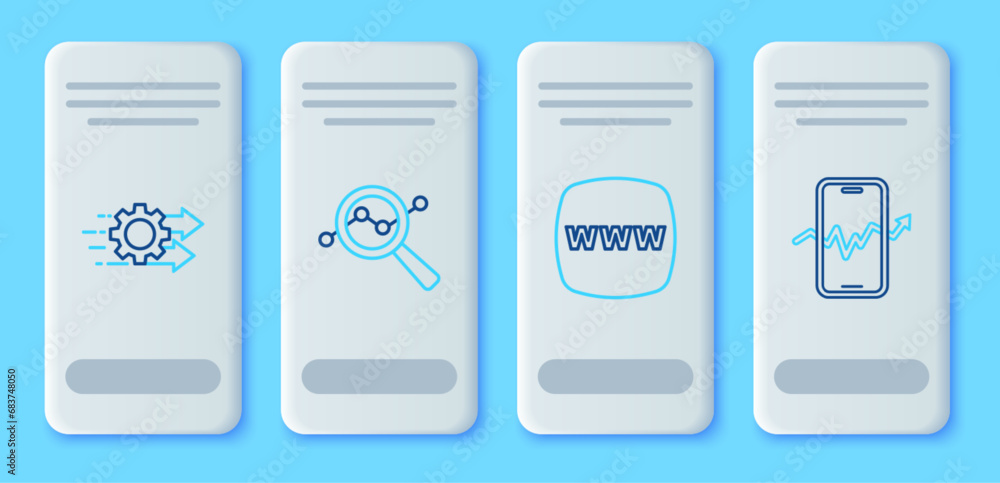 Set line Search data analysis, Website template, Time management and Mobile stock trading icon. Vector Set line Search data analysis, Website template, Time management and Mobile stock trading icon. Vector