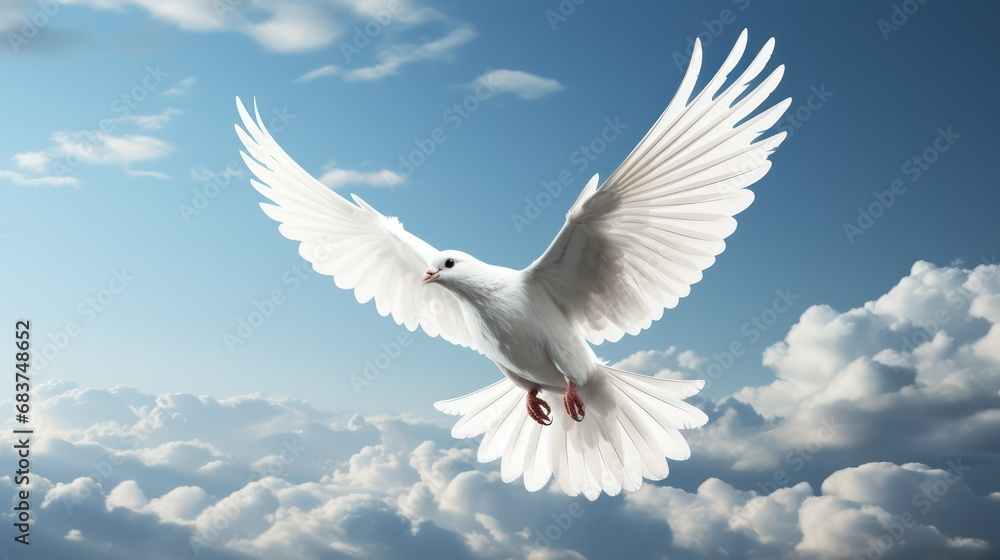 white dove flying in the sky