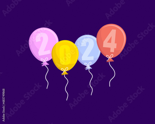 Colorful 2024 celebration balloons new year party decoration  birthday  anniversary  Christmas  Xmas.