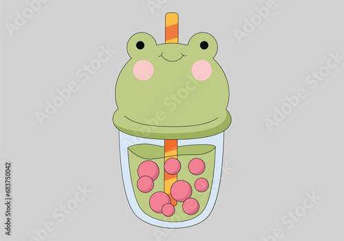 cute kawaii boba tea vector illustration