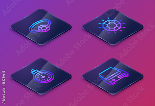 Wallpaper Mural Set Isometric line Diamond engagement ring, Pocket watch, and Electronic jewelry scales. Blue square button. Vector Torontodigital.ca