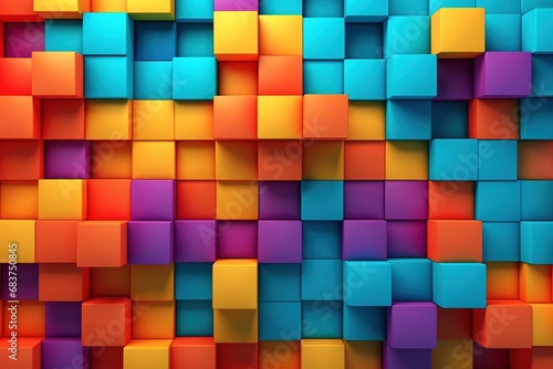 Multi-color cube 3D background. Created with Ai