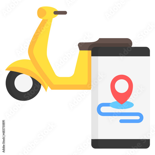 Scooter multi color icons, related to transportation, ride sharing theme