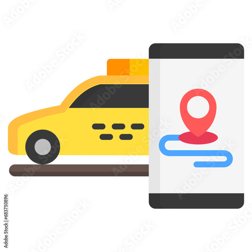 Car  or taxi multi color icons, related to transportation, ride sharing theme
