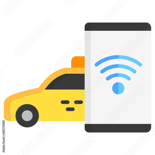 Wifi multi color icons, related to transportation, ride sharing theme