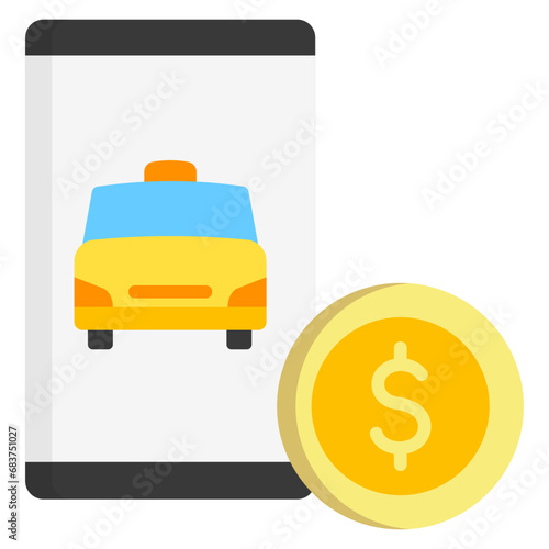 Transportation Cost multi color icons, related to transportation, ride sharing theme