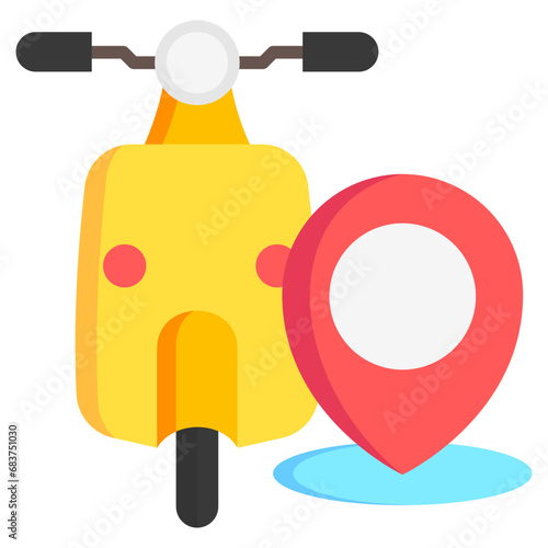 Map Pin multi color icons, related to transportation, ride sharing theme