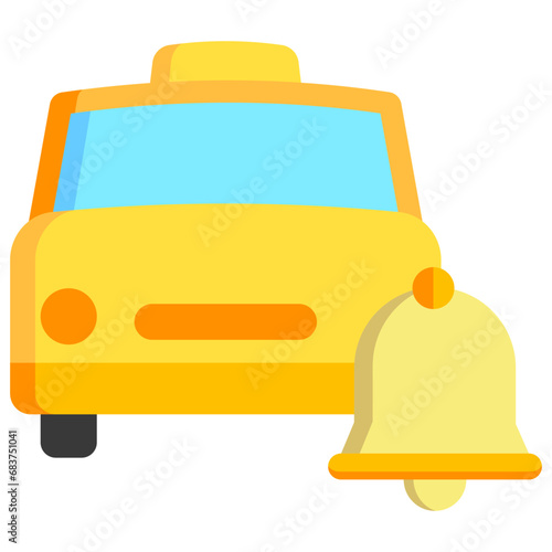 Bell multi color icons, related to transportation, ride sharing theme