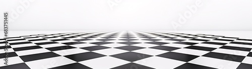 a checkerboard of black and white checkerboards flattened perspective whimsical minimalism clear edges photo