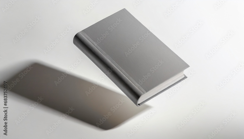 grey empty floating book with shadow on white background grey empty floating book with shadow on white background