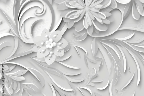 Fond blanc motifs floraux photo