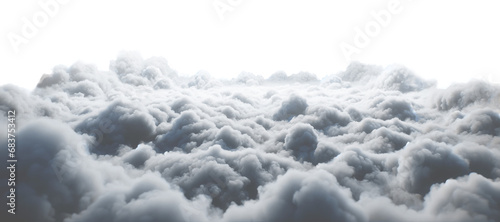 White clouds texture spreading on a transparent background. Generative AI