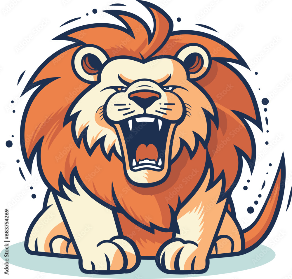 Lion cartoon mascot vector illustration isolated on white background for t shirt and other uses
