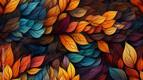 Wallpaper Mural Autumn Leaf Abstract Pattern: Seamless Tileable Vector Nature Backdrop and Wallpaper Design Element with Multi-Colored Floral and Striped Beauty in Nature Torontodigital.ca