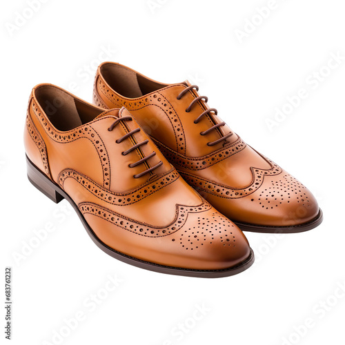 angled view of Wingtip shoes isolated on a white transparent background 