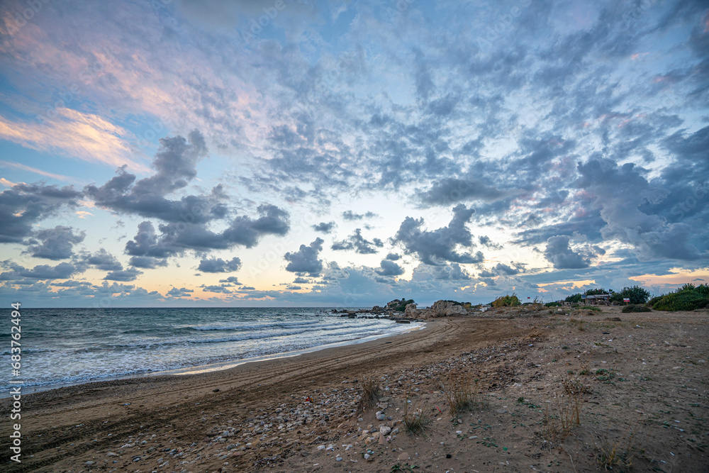 Beautiful sunset with clouds at Side, Antalya Beautiful sunset with clouds at Side, Antalya
