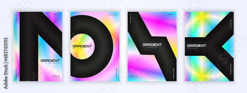 gradient booklet brochure full color abstract cover template bundle