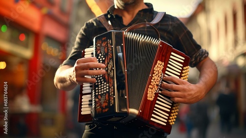 a man playing an accordion photo