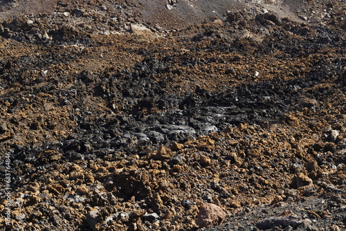 Dried lava flow in Samara Trail of Teide Volcano, Tenerife, Canaries, Spain photo