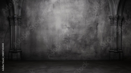 black and white of a grey wall, realistic chiaroscuro, polished concrete, gothic dark and ornate photo