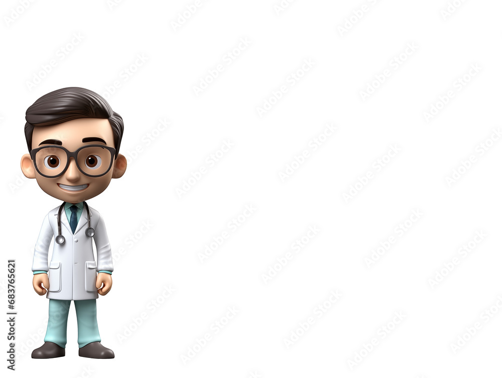 3D-Cartoon: Heiterer Arzt und Wissenschaftler im Austausch – Einblick in die Welt von Medizin und Forschung