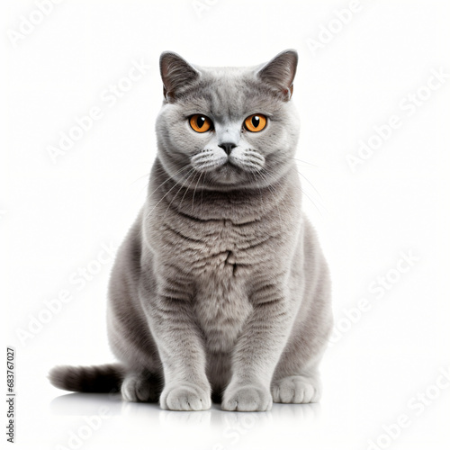 British Shorthair Cat Clipart isolated on white background © Fauzia
