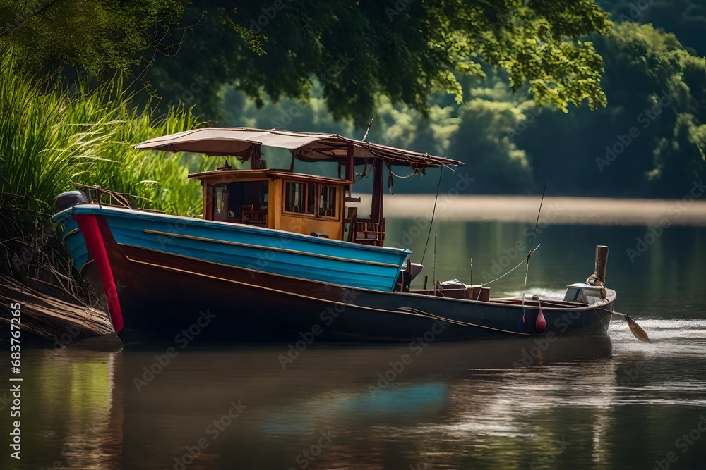 fisherman boat on the river