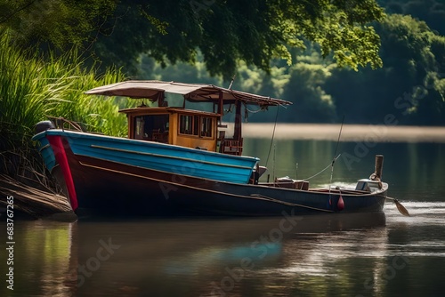 fisherman boat on the river