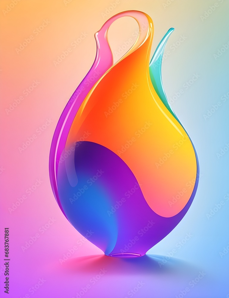 Illustration of a beautiful glass vase on a colorful background.