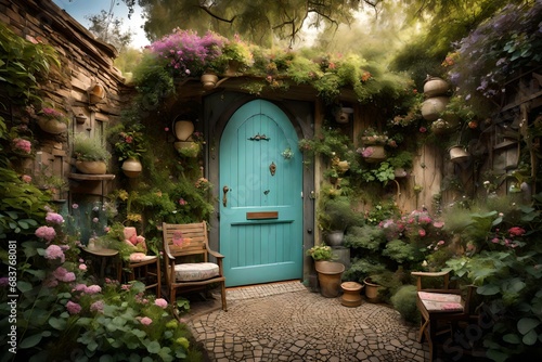 A secret garden back door with a whimsical outdoor retreat.  © Imtisal