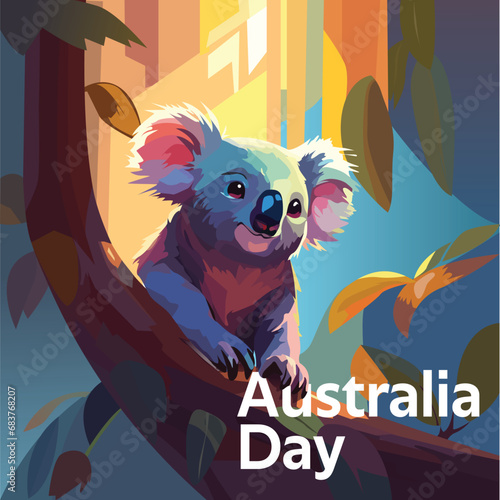 Koala in jungle tree Australia day native animal