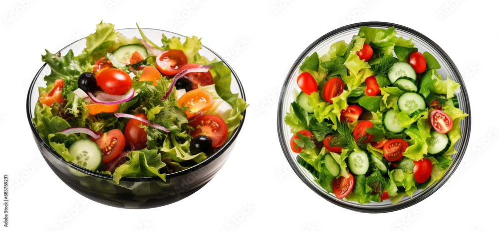 Salad in a glass bowl, cut out - stock png. Salad in a glass bowl, cut out - stock png.