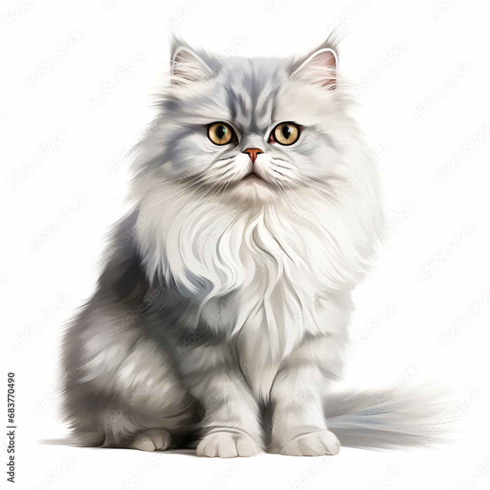 Chinchilla Persian Cat Clipart isolated on white background