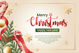 christmas greeting card with christmas tree vector, merry christmas card, merry christmas banner with christmass tree and christmas elements