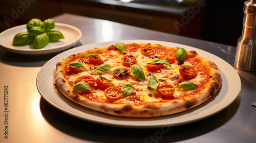 Peperoni pizza served in a 5 star restaurant
