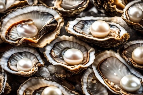 slective view,  pearl oysters isolated on white background.  photo