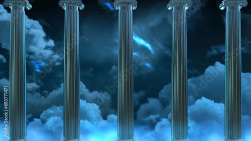 looped stormy weather with pillars suitable for backgrounds and VJ  photo