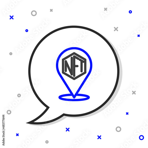 Line NFT Digital crypto art icon isolated on white background. Non fungible token. Colorful outline concept. Vector