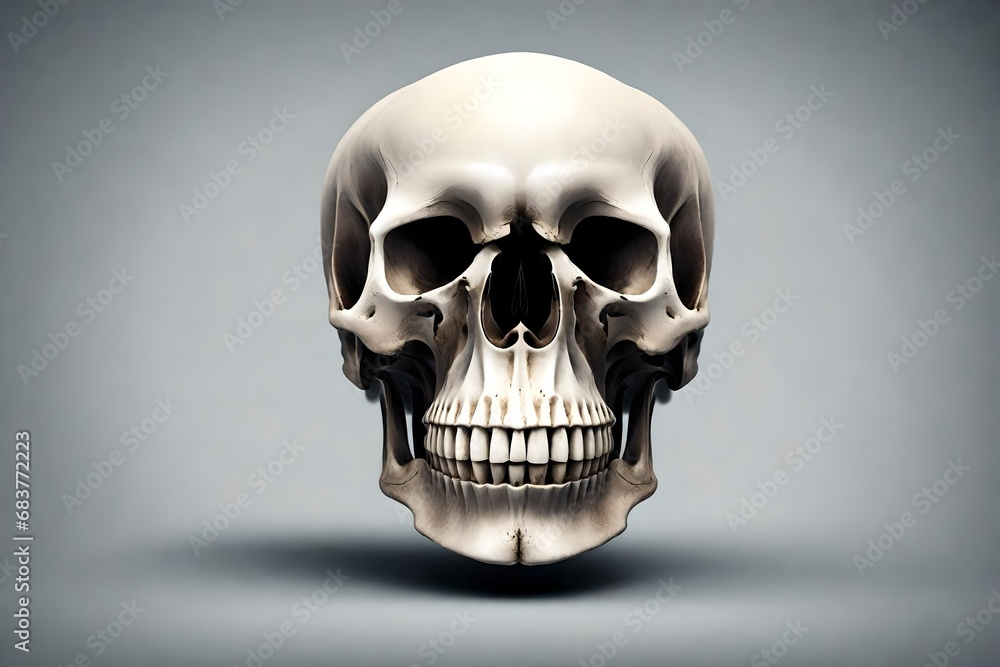 A single skull isolated on gray background. A single skull isolated on gray background.